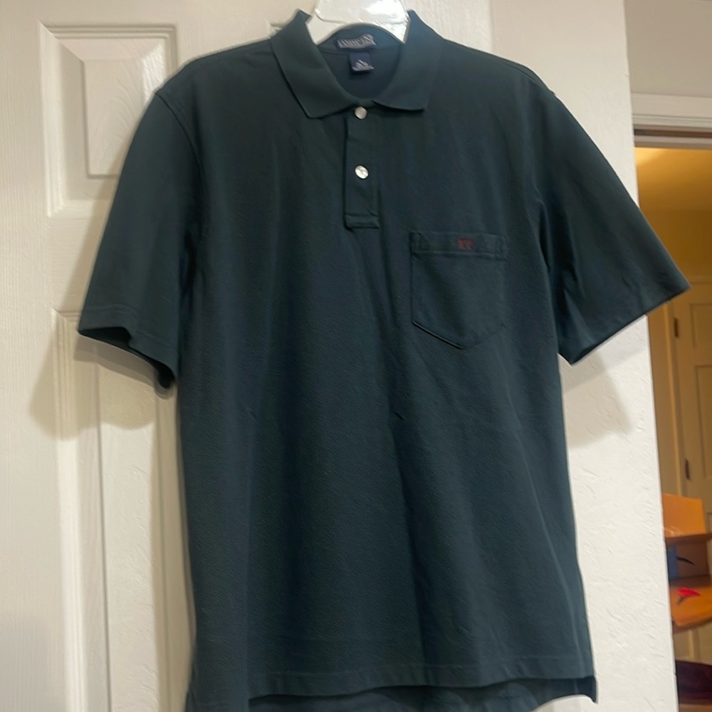 LANDS’ END NWOT Men’s Forest Green 100% Cotton Short Sleeve Polo, Size Medium.